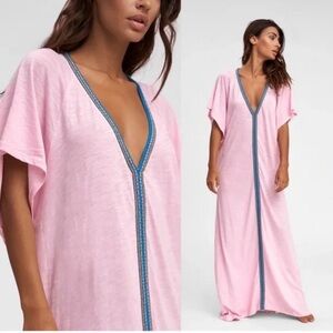 Pitusa Women's Size Petite (XS/S) Light Pink Pima Abaya Maxi Kaftan Dress